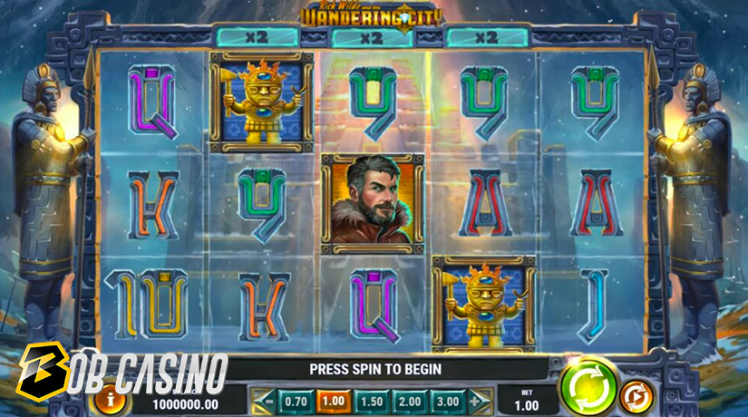 Rich Wilde and the Wandering City slot reels